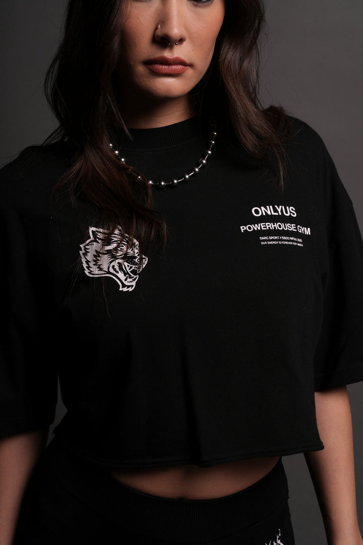 Only Us Gym "Premium" Oversized (Cropped) Tee in Black