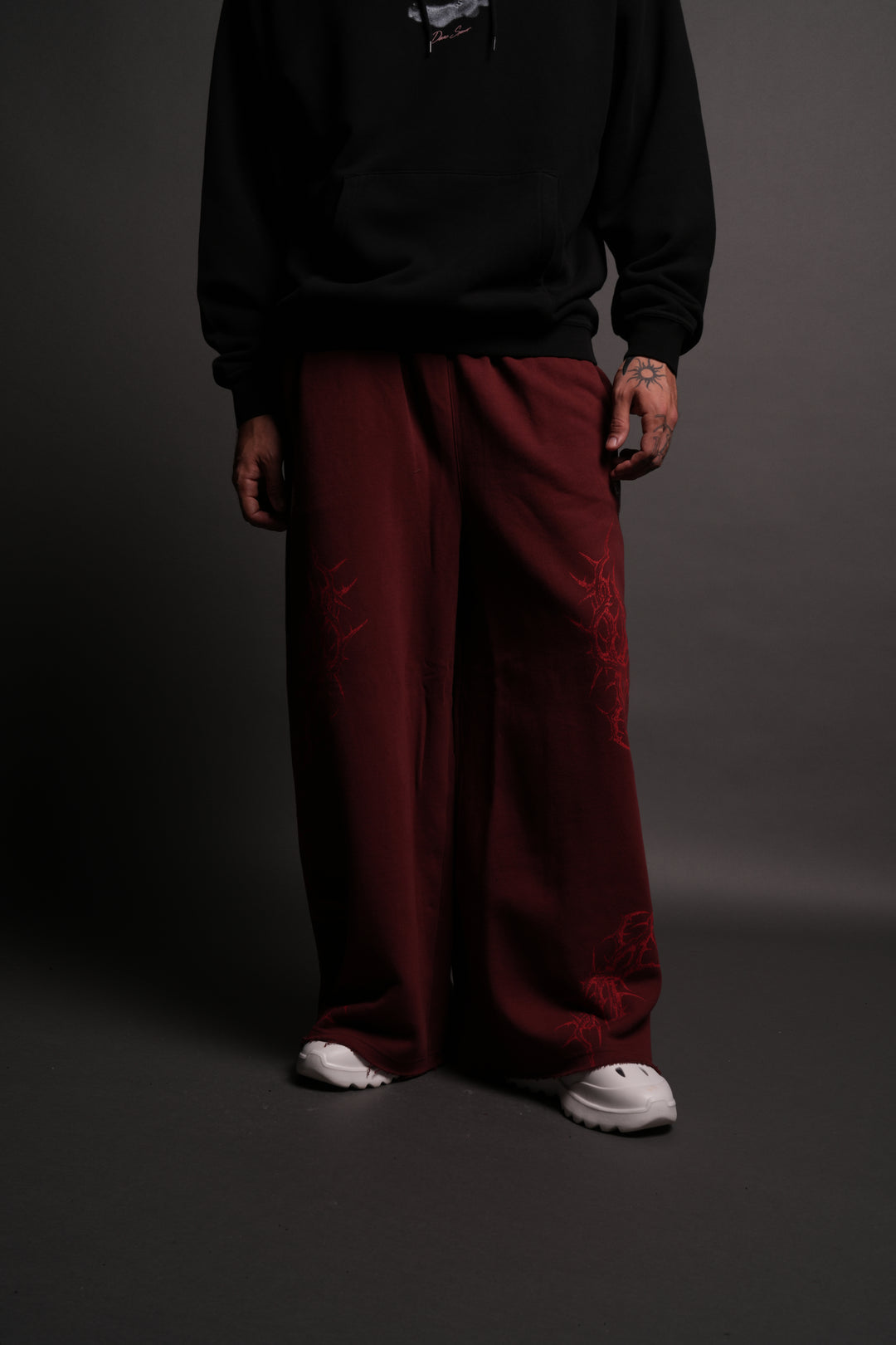 Thorns Oversized Omen Sweat Pants in Oxblood