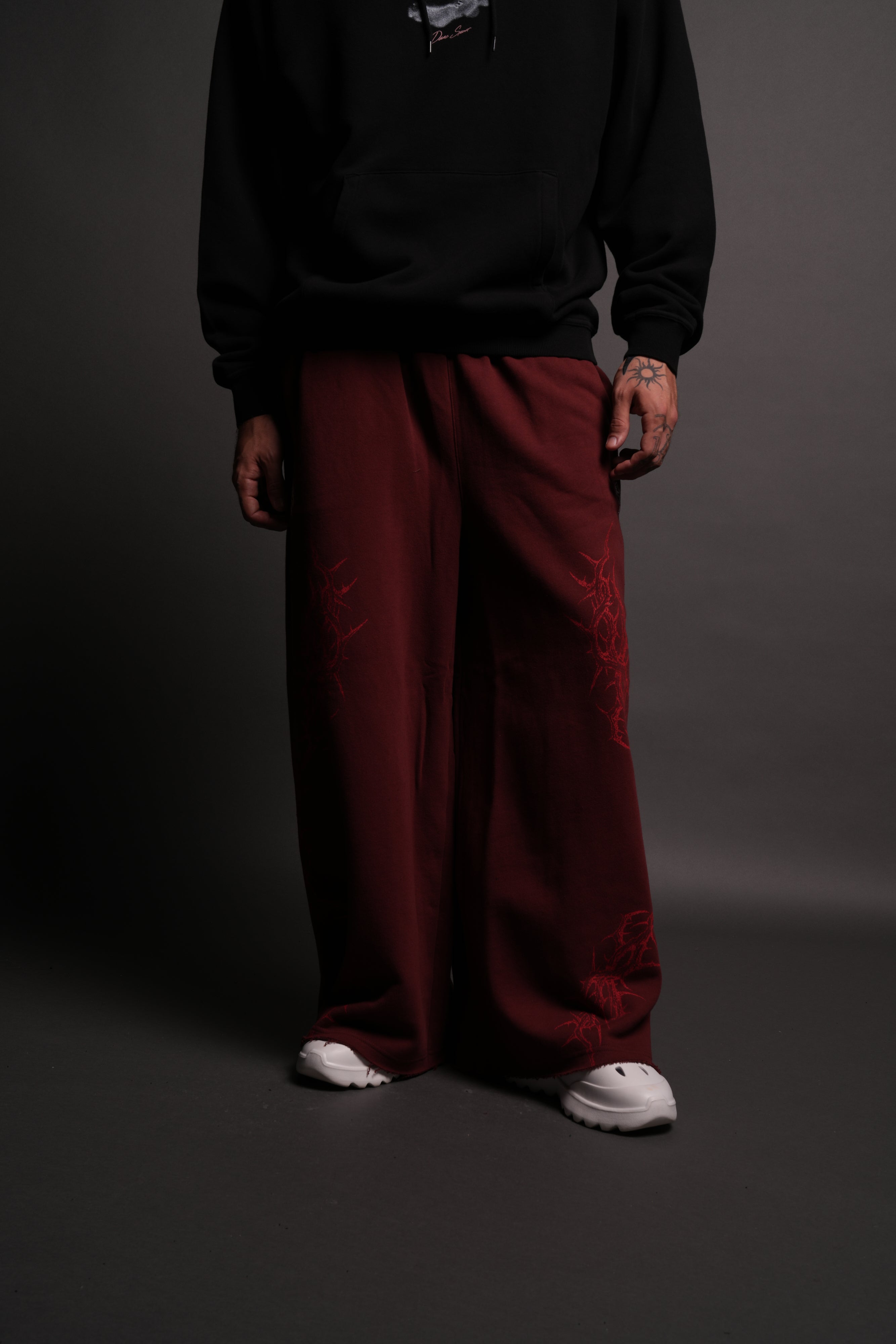 Thorns Oversized Omen Sweat Pants in Oxblood