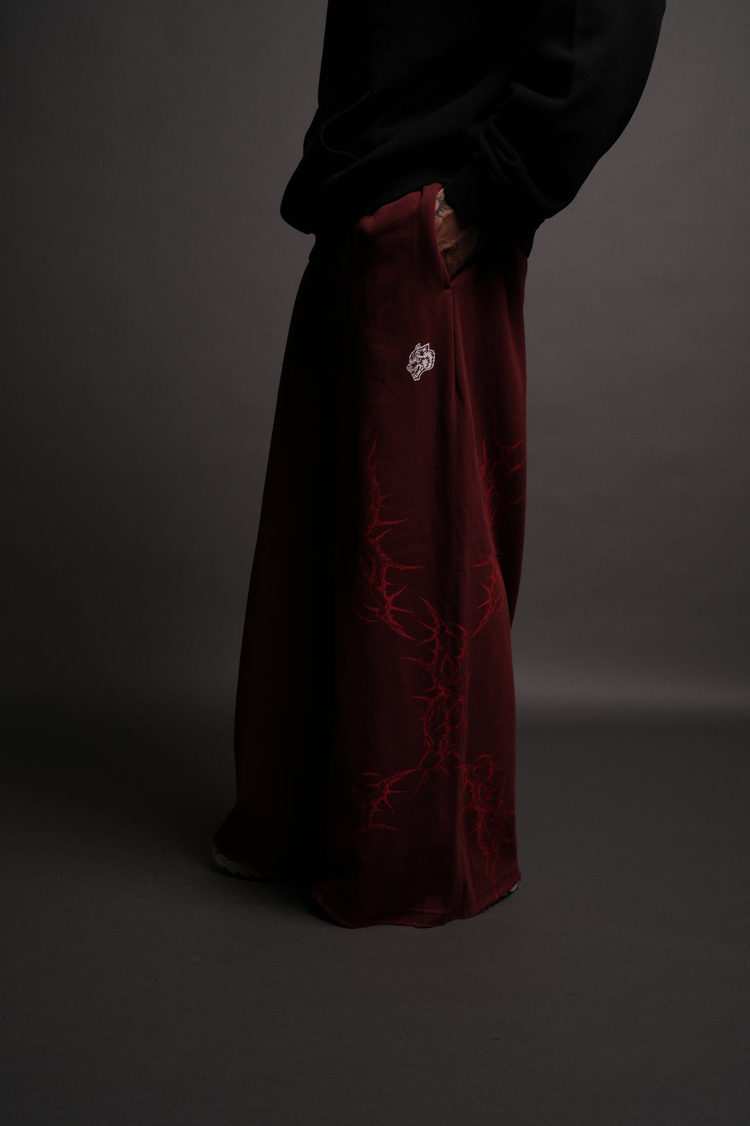 Thorns Oversized Omen Sweat Pants in Oxblood