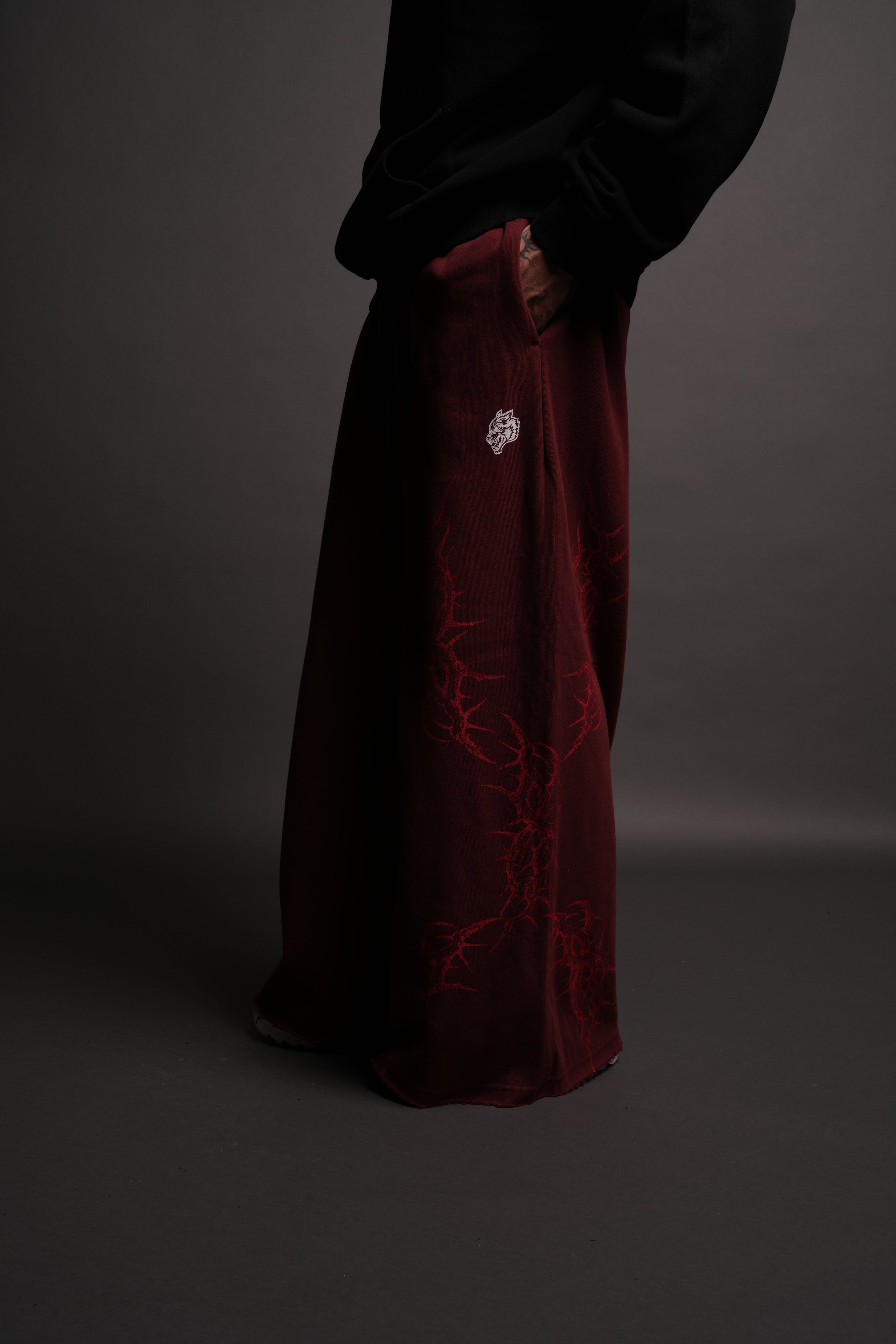 Thorns Oversized Omen Sweat Pants in Oxblood