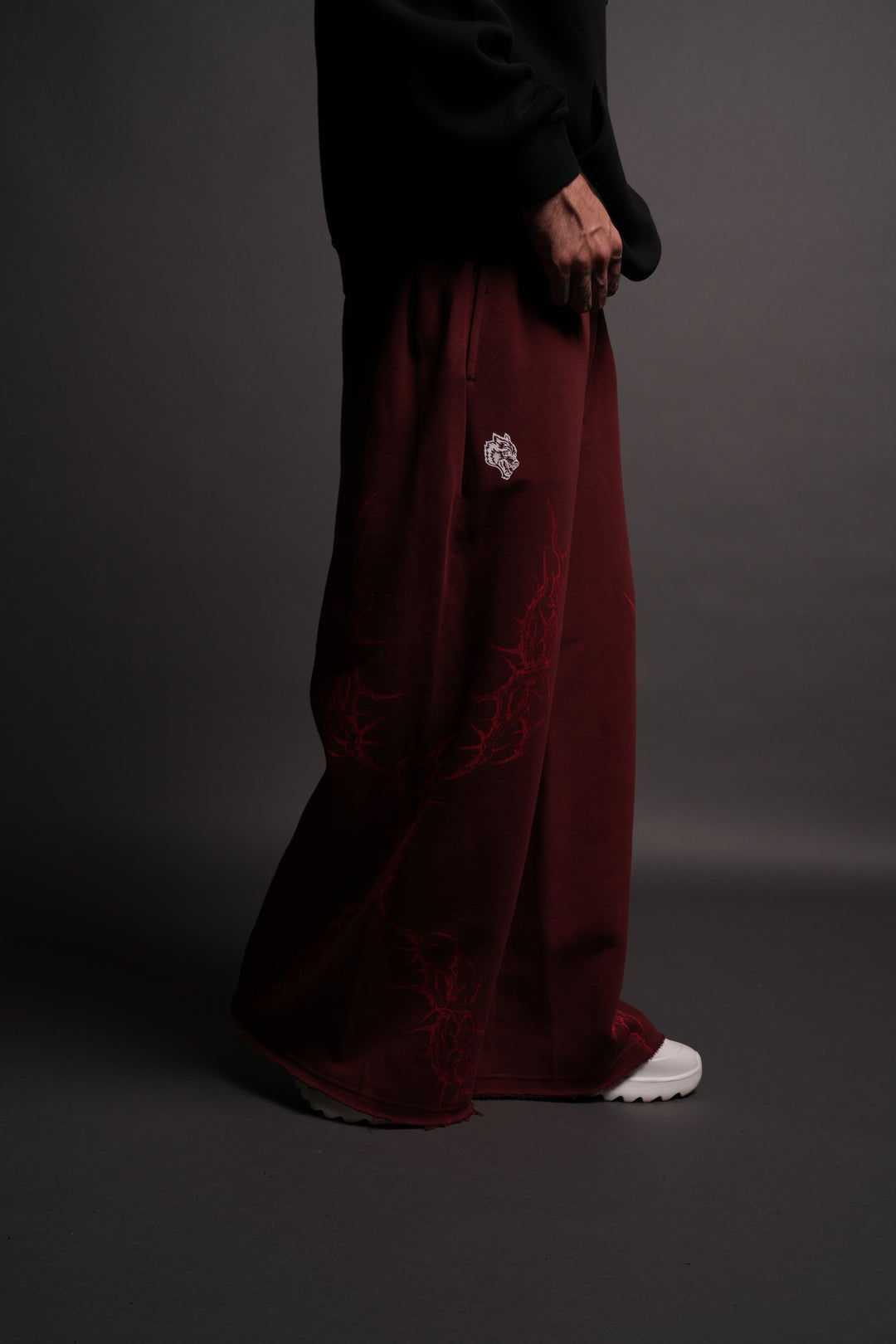 Thorns Oversized Omen Sweat Pants in Oxblood