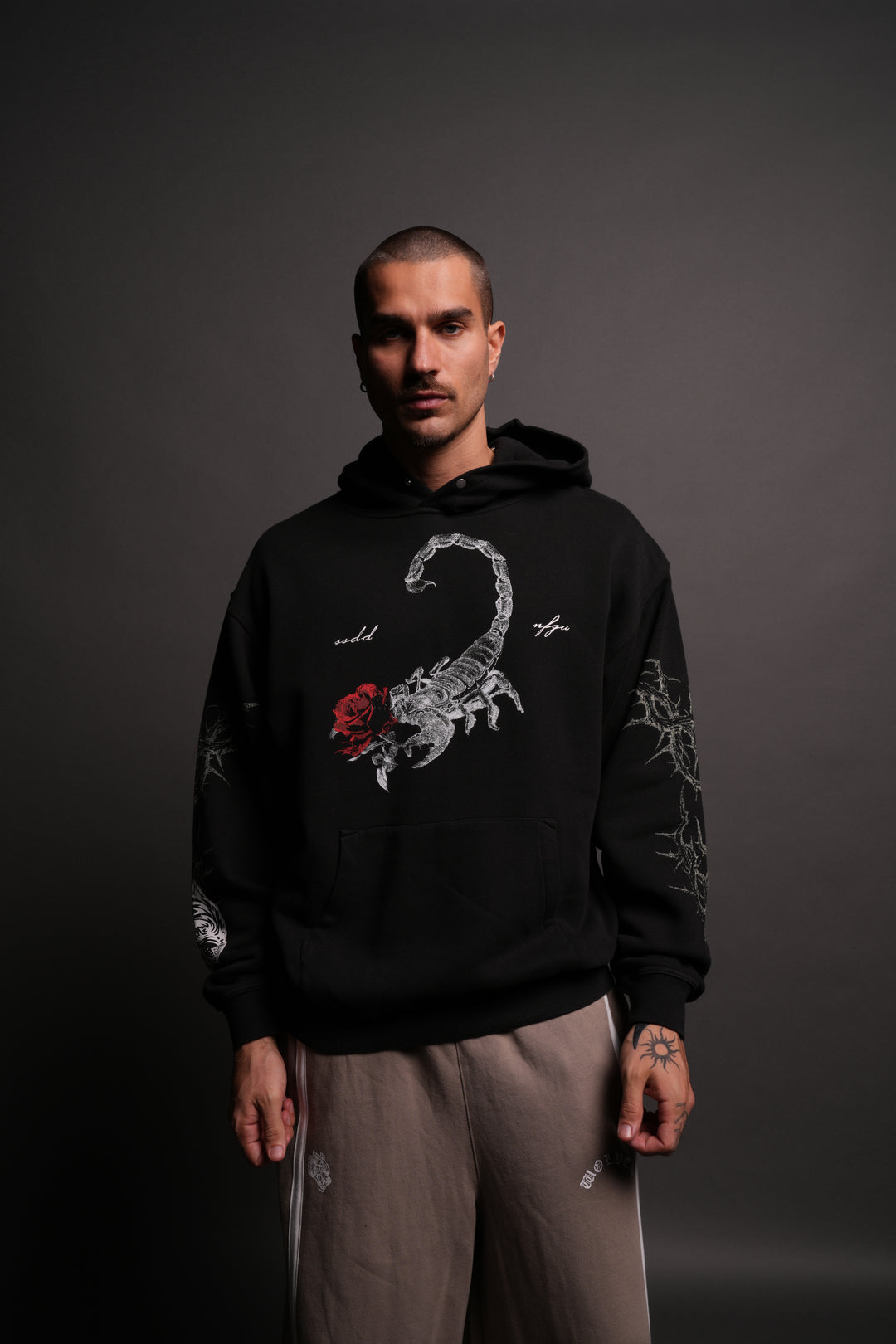 Scorpion Rose "Pierce" Hoodie in Black