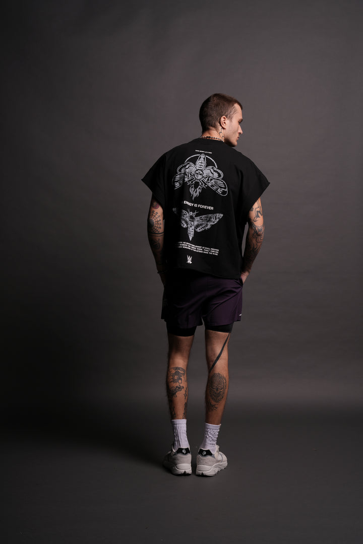 Moth Forever "Grunge" Cut Off Tee in Black