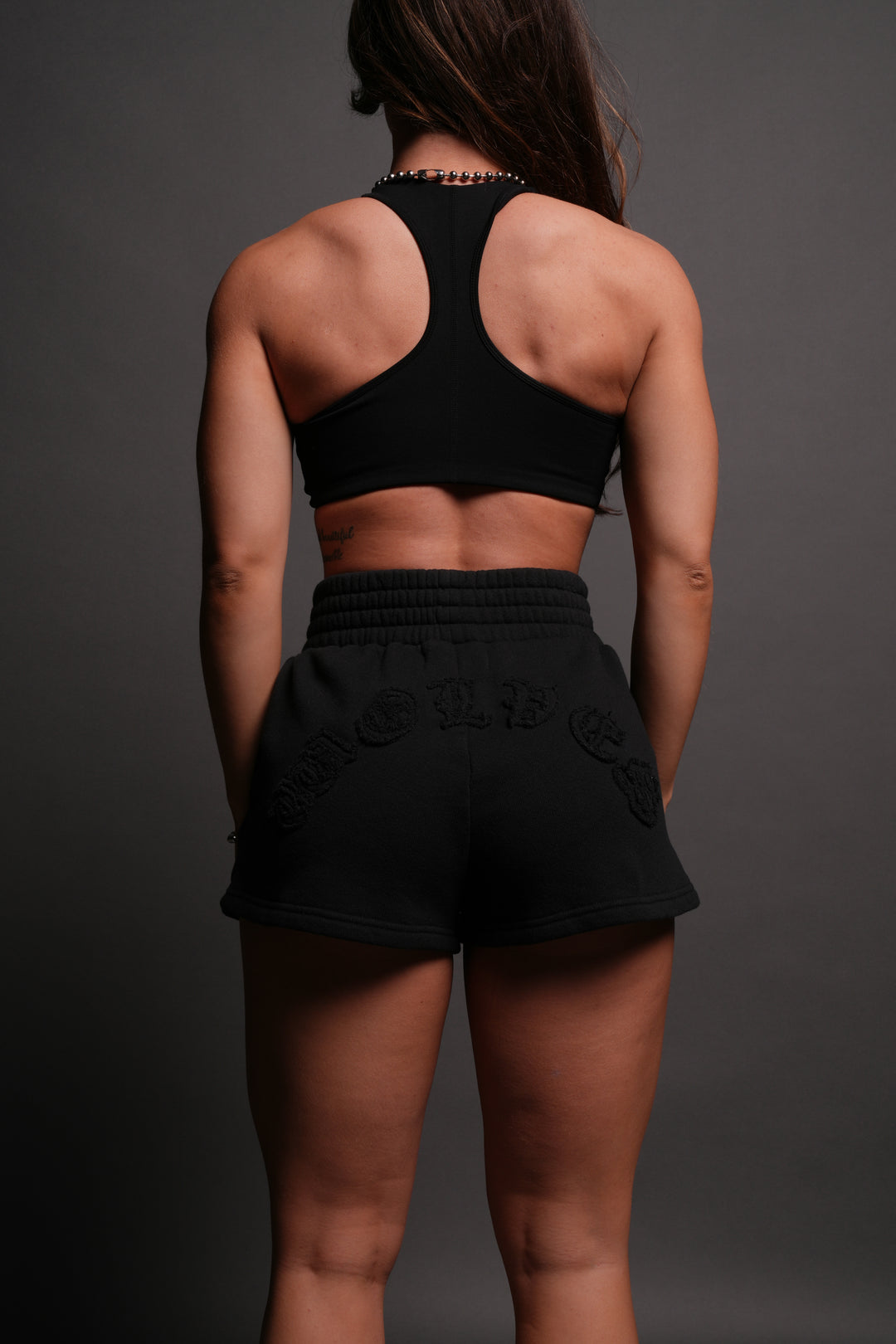 Chopper Appliqué Everson Sweat Shorts in Black