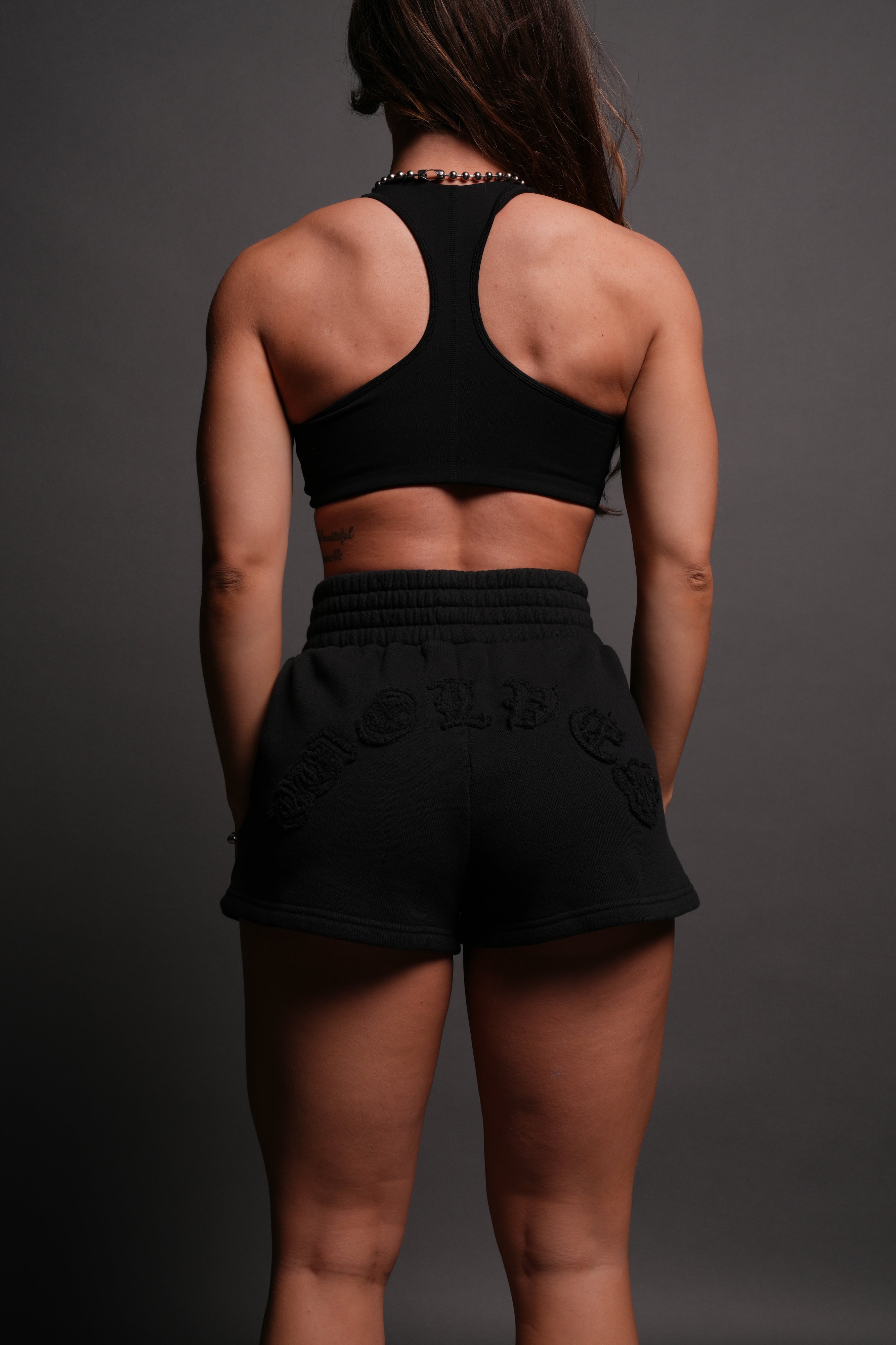Chopper Appliqué Everson Sweat Shorts in Black