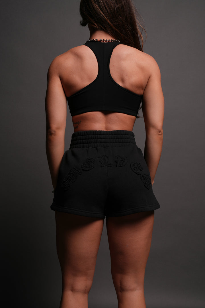 Chopper Appliqué Everson Sweat Shorts in Black