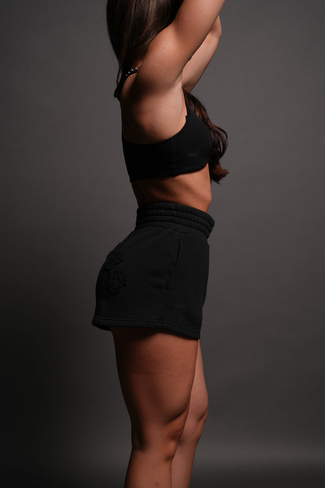 Chopper Appliqué Everson Sweat Shorts in Black