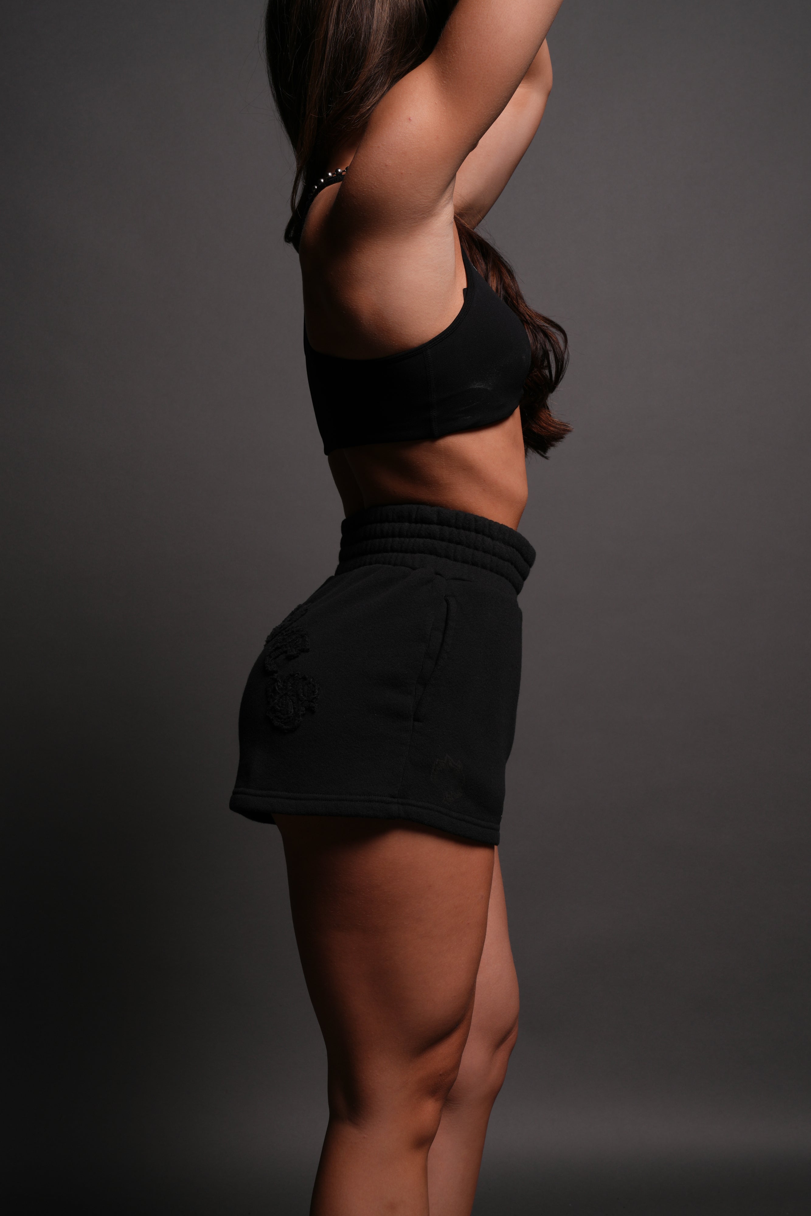 Chopper Appliqué Everson Sweat Shorts in Black