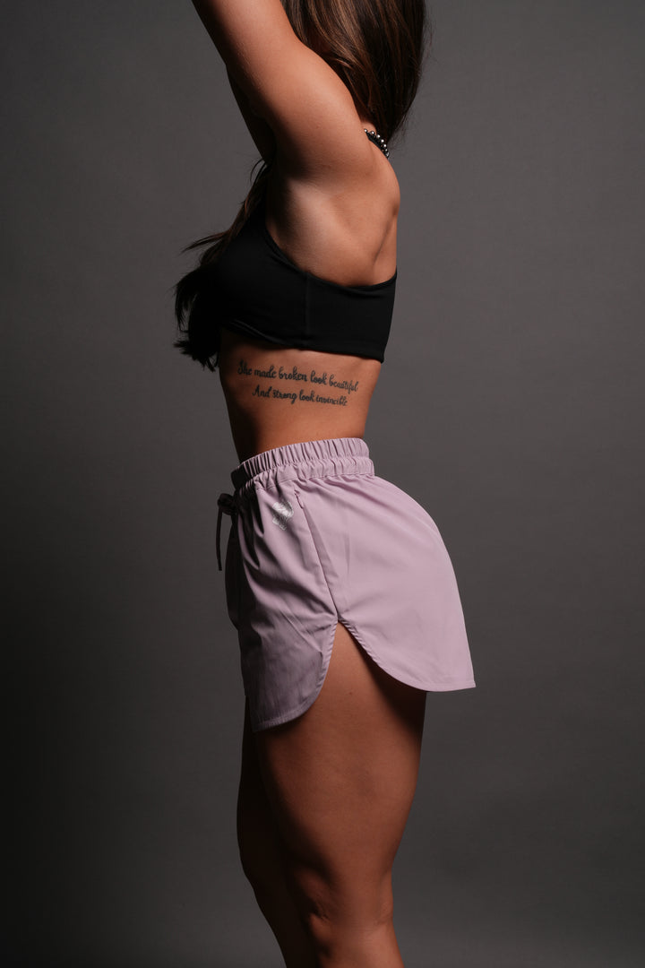 Dual Wolf Nadia Track Shorts in Purple Smoke