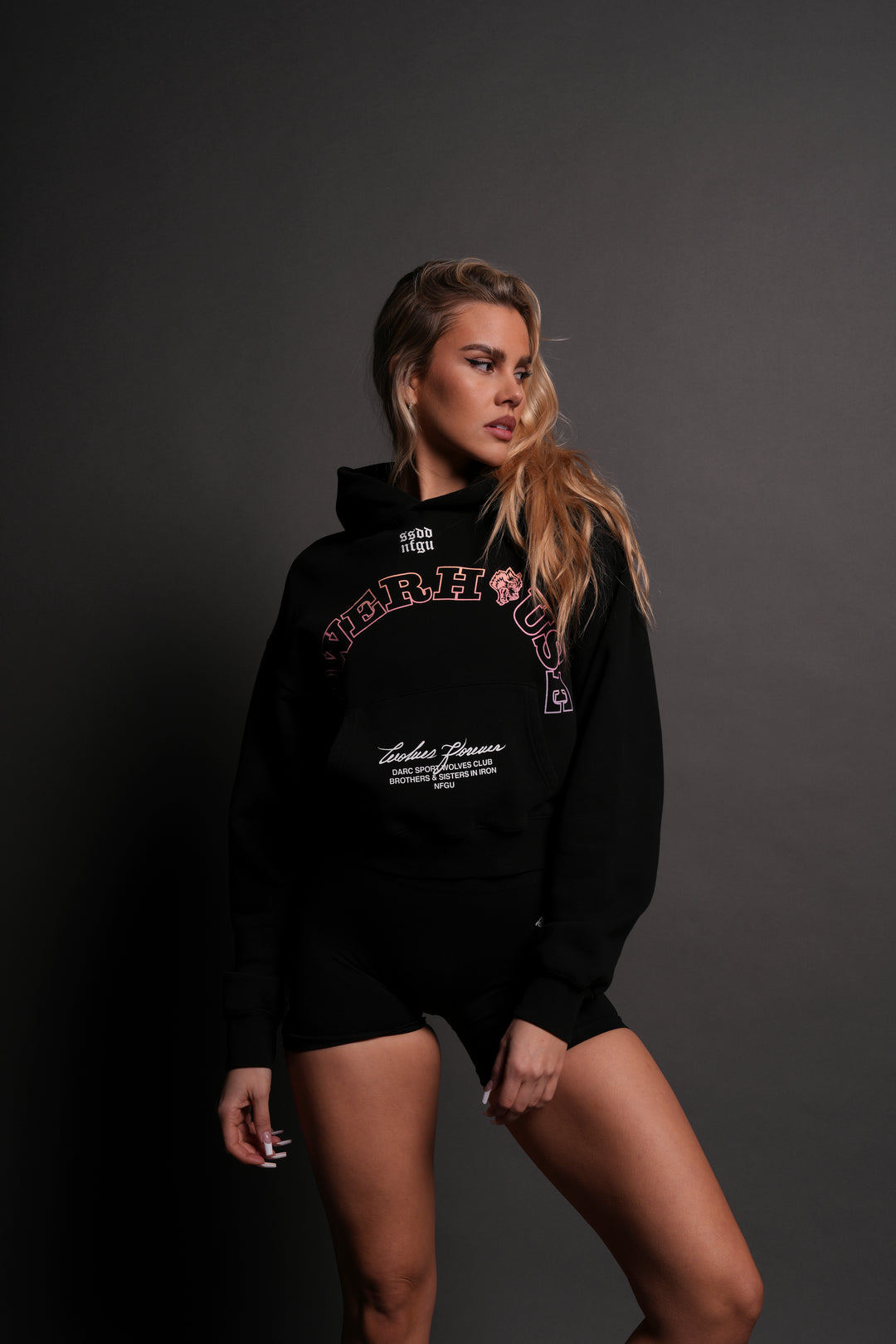 Powerhouse Wolves "Owen" (Cropped) Hoodie in Black