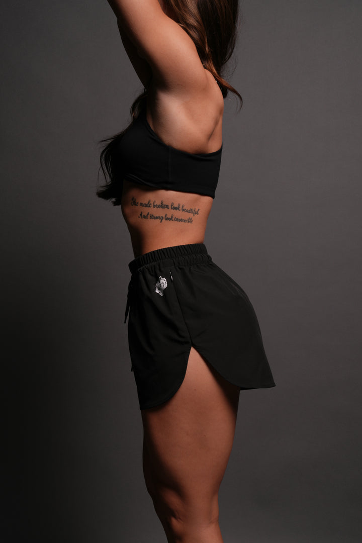Dual Wolf Nadia Track Shorts in Black