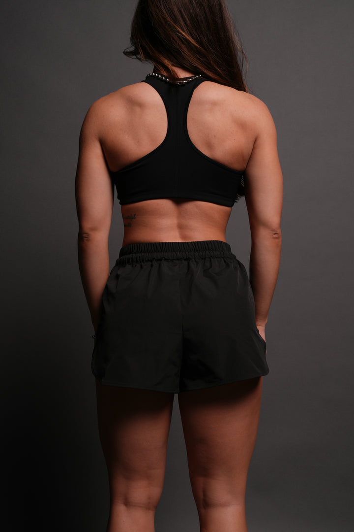 Dual Wolf Nadia Track Shorts in Black