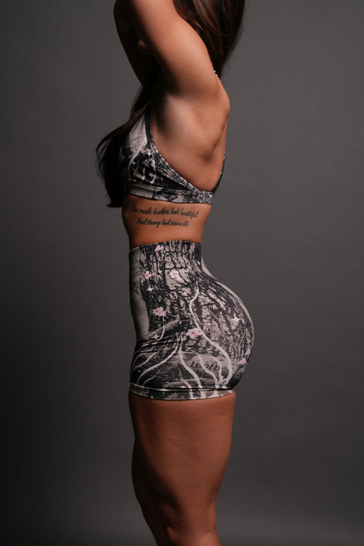 Warrior's Fire Everson Seamless "Huxley" Shorts in Starry Blossom Woodland Camo