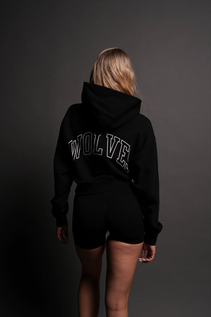 Powerhouse Wolves "Owen" (Cropped) Hoodie in Black