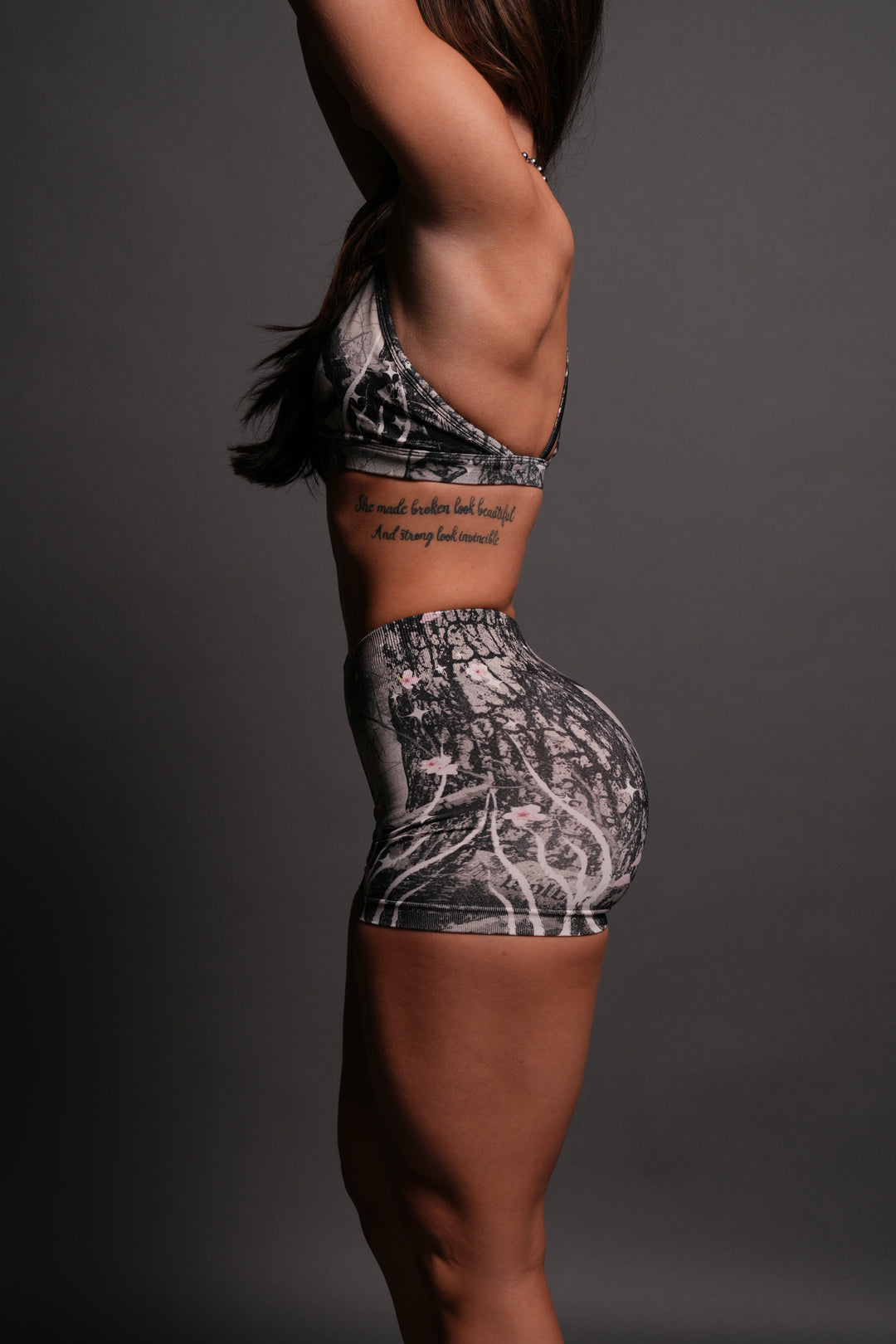 Warrior's Fire Everson Seamless Katya Shorts in Starry Blossom Woodland Camo