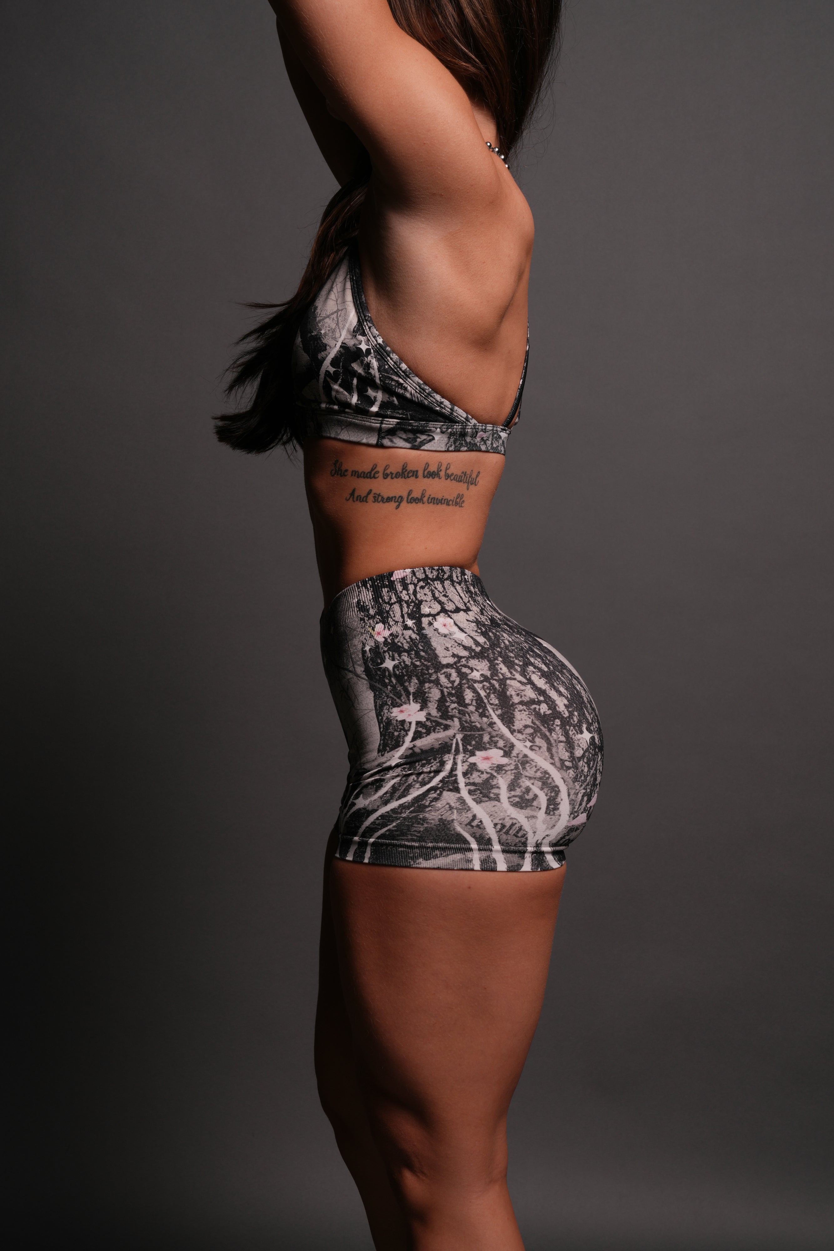 Warrior's Fire Everson Seamless Katya Shorts in Starry Blossom Woodland Camo