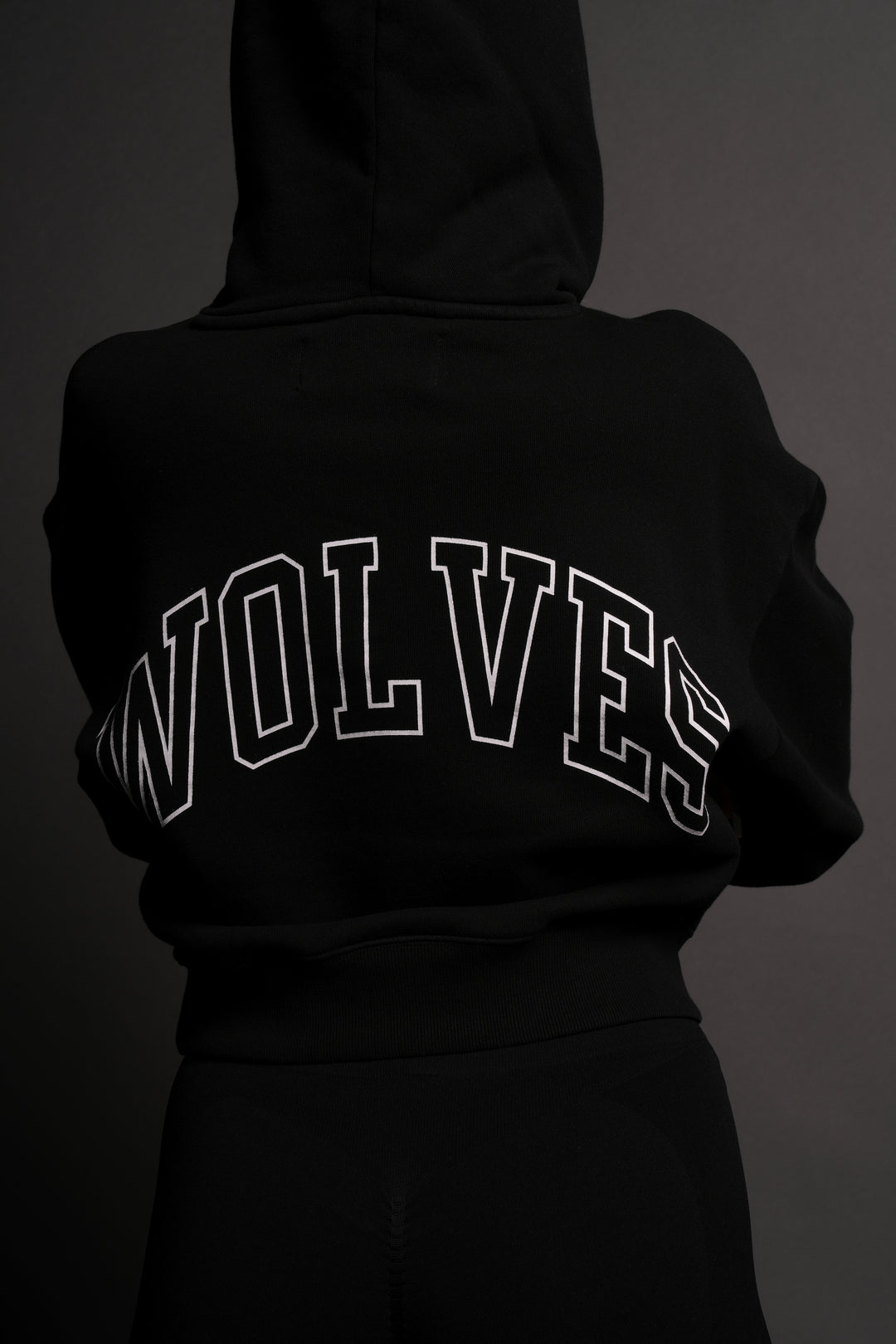 Powerhouse Wolves "Owen" (Cropped) Hoodie in Black