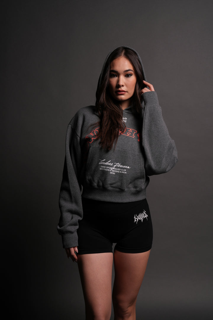 Powerhouse Wolves "Owen" (Cropped) Hoodie in Darc Heather Gray