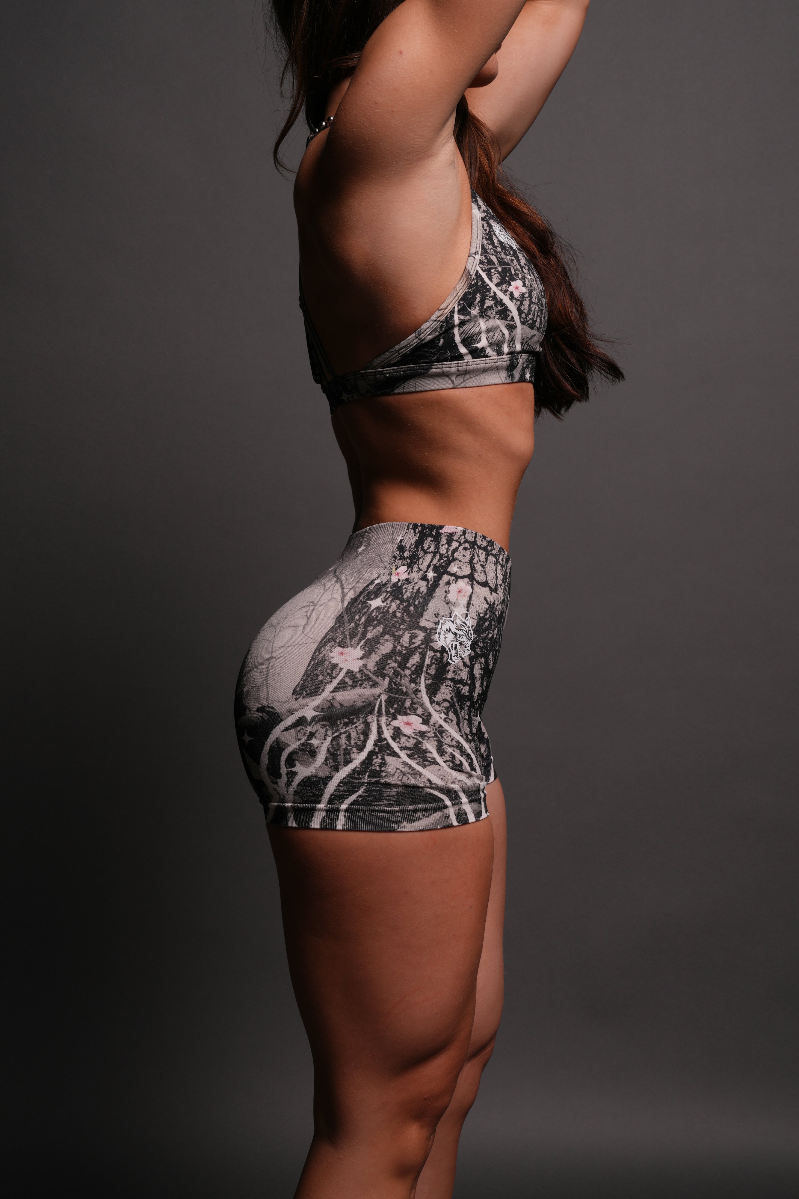 Warrior's Fire Everson Seamless Katya Shorts in Starry Blossom Woodland Camo