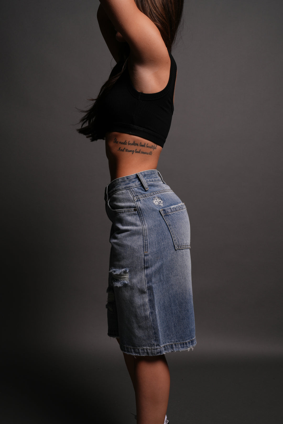 Wolf Chopper Seline Denim Shorts in Light Wash