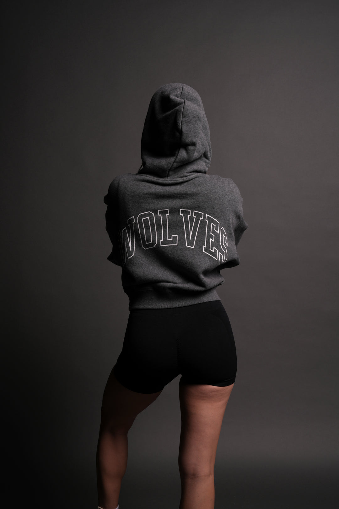 Powerhouse Wolves "Owen" (Cropped) Hoodie in Darc Heather Gray