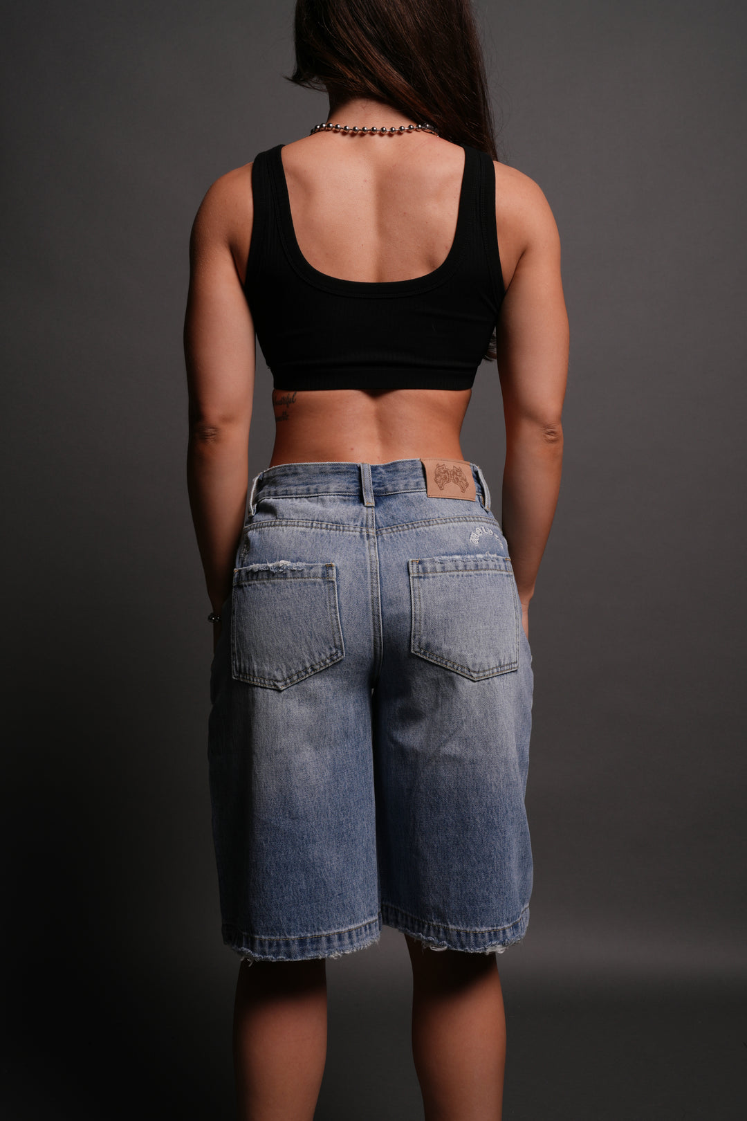 Wolf Chopper Seline Denim Shorts in Light Wash