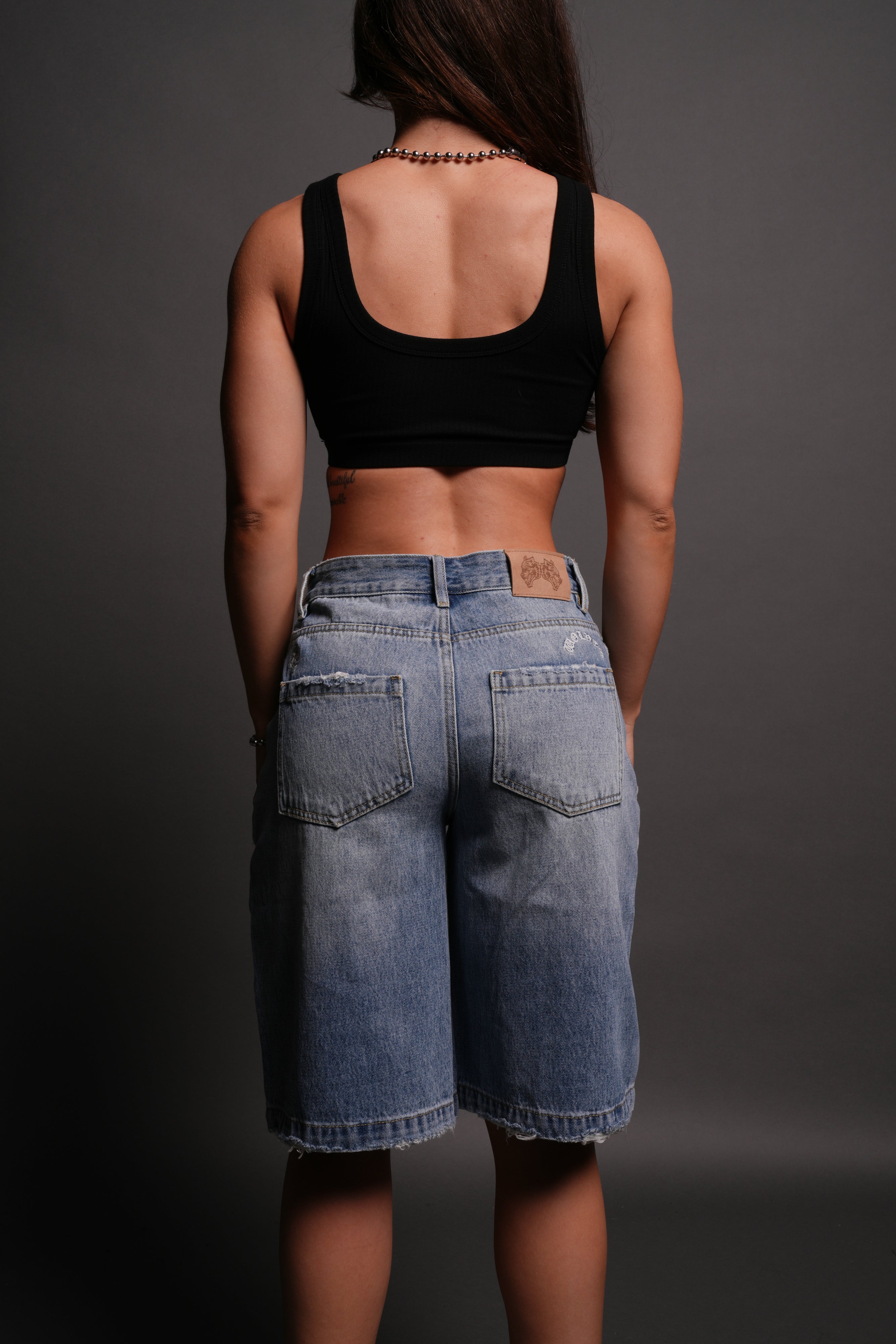 Wolf Chopper Seline Denim Shorts in Light Wash