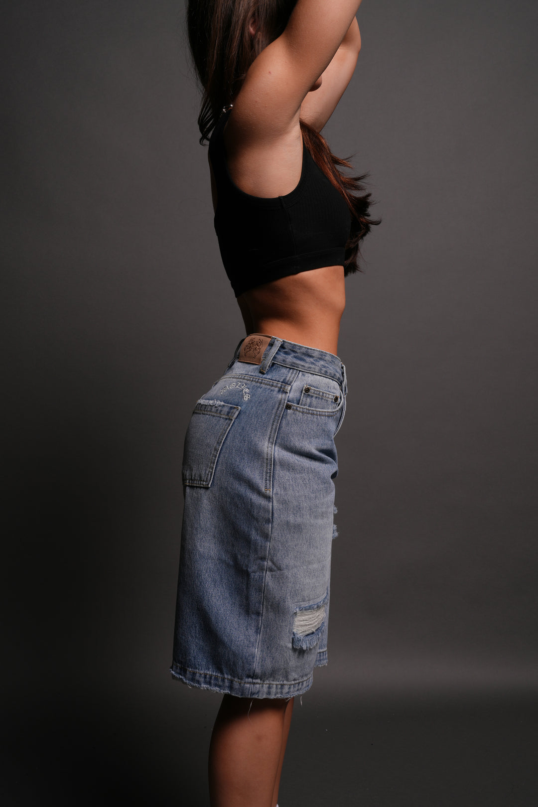 Wolf Chopper Seline Denim Shorts in Light Wash