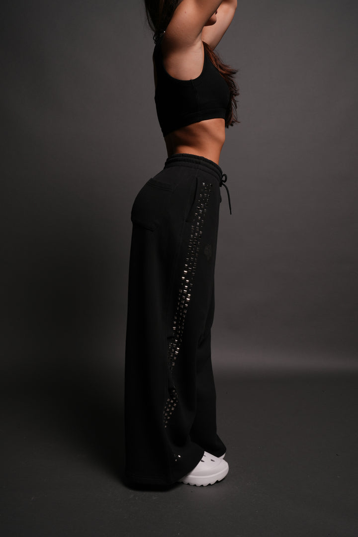 Dual Stud Mia Sweat Pants in Black