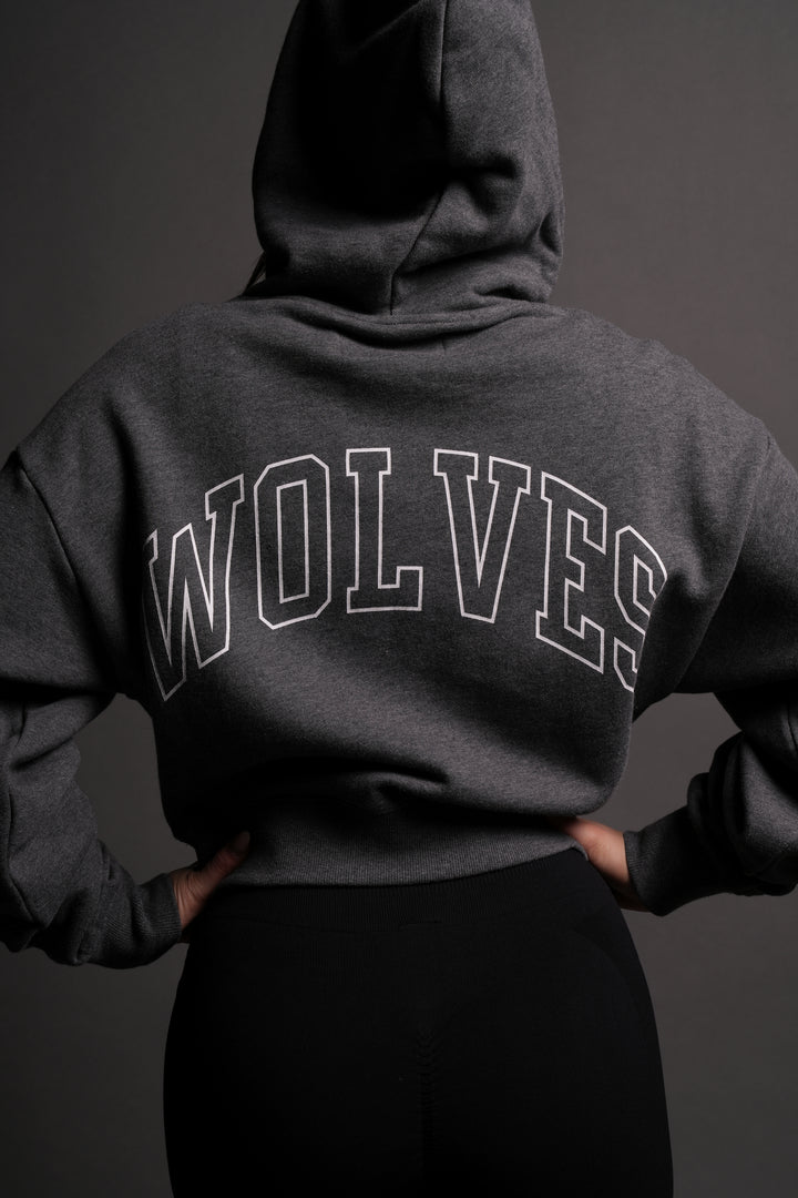 Powerhouse Wolves "Owen" (Cropped) Hoodie in Darc Heather Gray