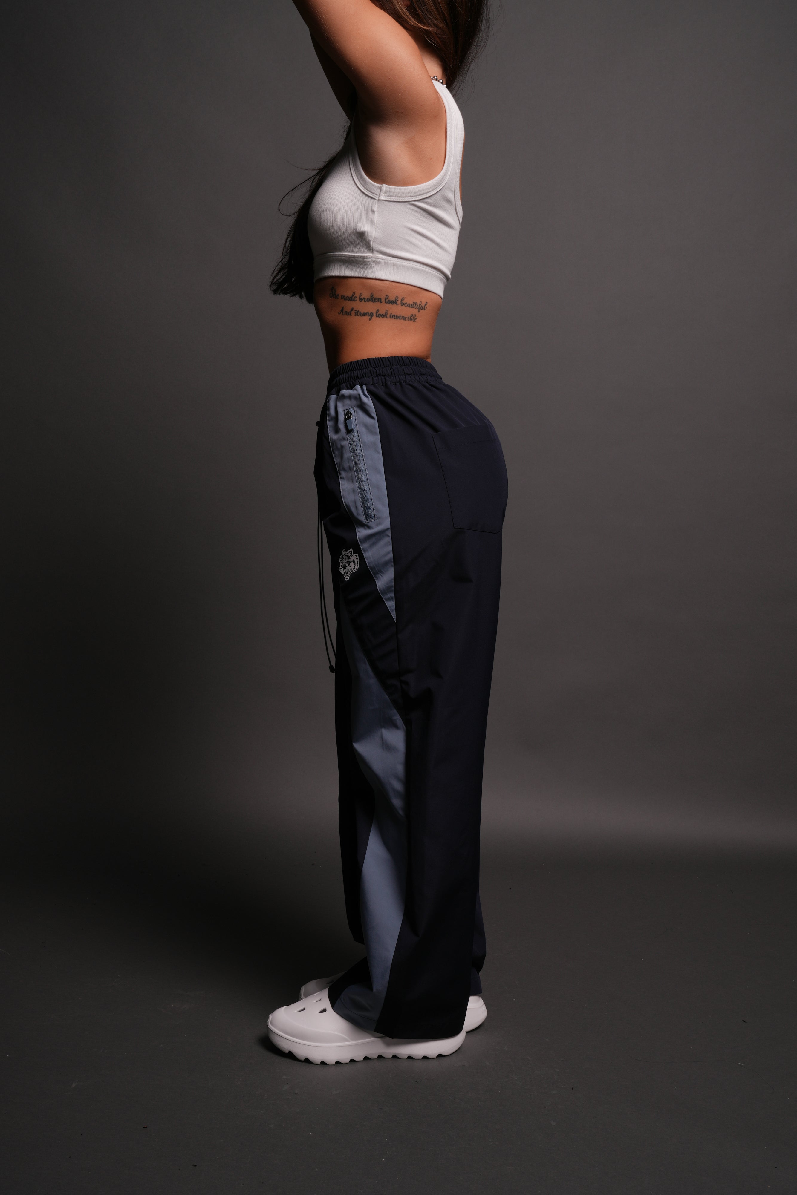 Dual Wolf She Brolic Track Pants in Midnight Blue/Denim