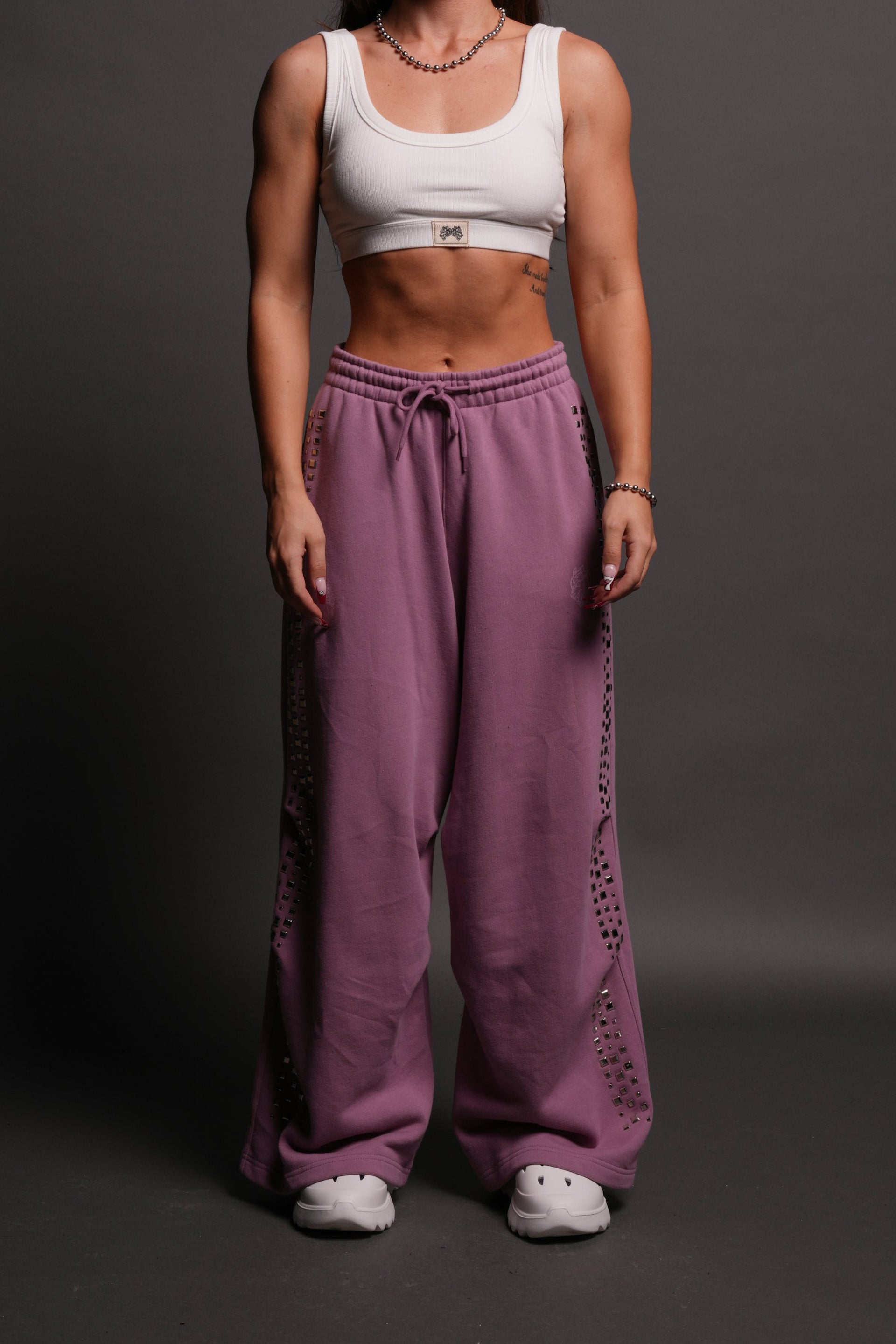 Dual Stud Mia Sweat Pants in Pink Smoke