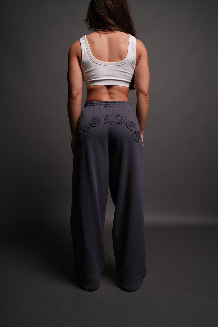 Chopper Appliqué "Yara" Pleated Sweat Pants V2 in Midnight Blue