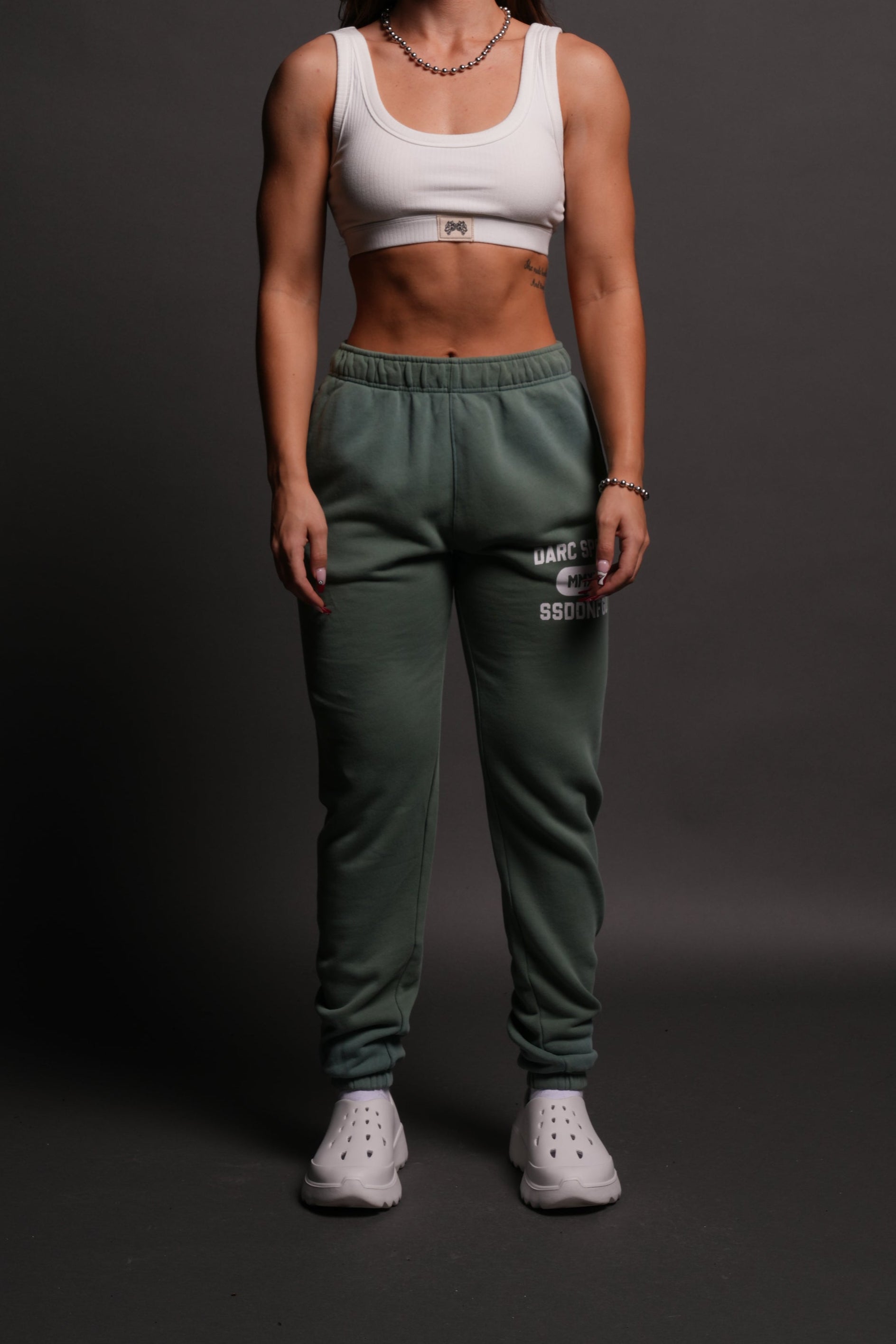 Wolves Forever She Post Lounge Sweats in Hunter Green Driftwash
