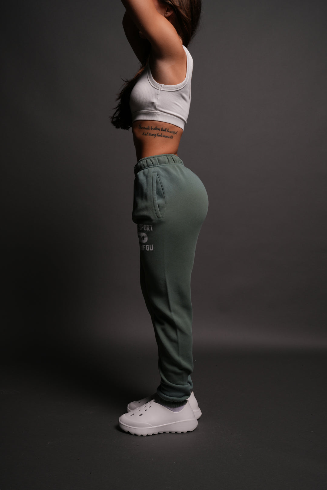 Wolves Forever She Post Lounge Sweats in Hunter Green Driftwash