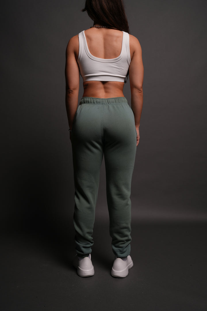 Wolves Forever She Post Lounge Sweats in Hunter Green Driftwash