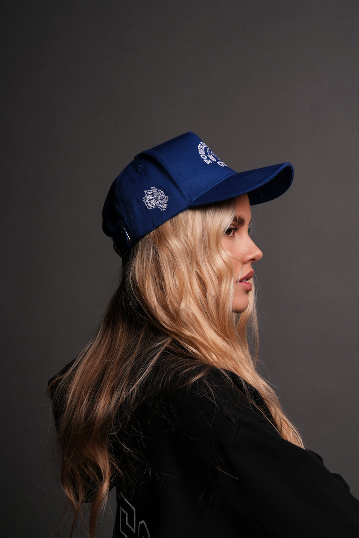 Powerhouse Of The Wolves 5 Panel Hat in Darc Cobalt