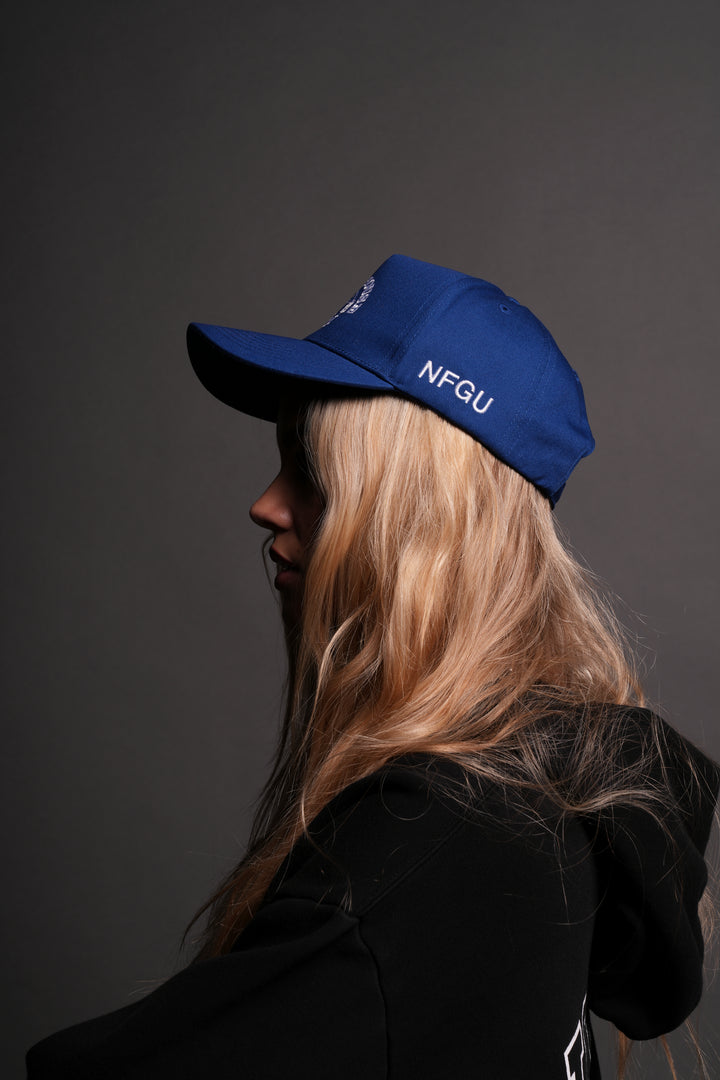 Powerhouse Of The Wolves 5 Panel Hat in Darc Cobalt