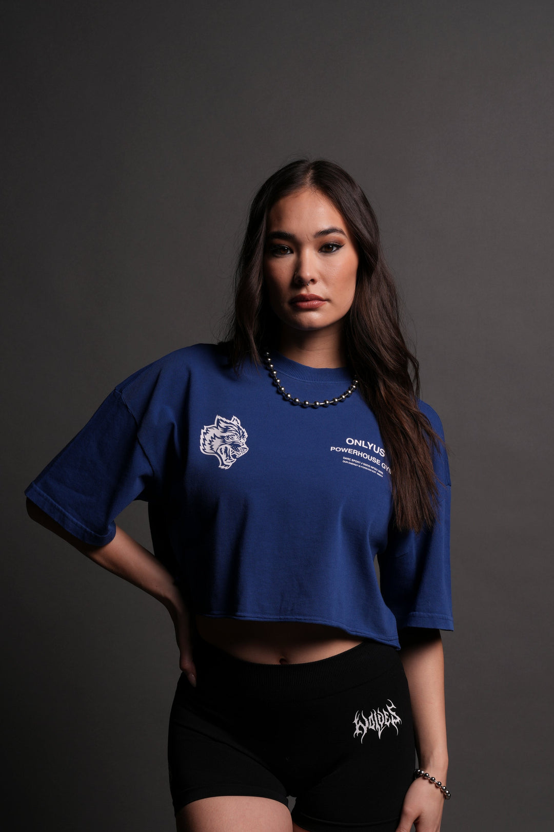 Only Us Gym "Premium" Oversized (Cropped) Tee in Darc Cobalt