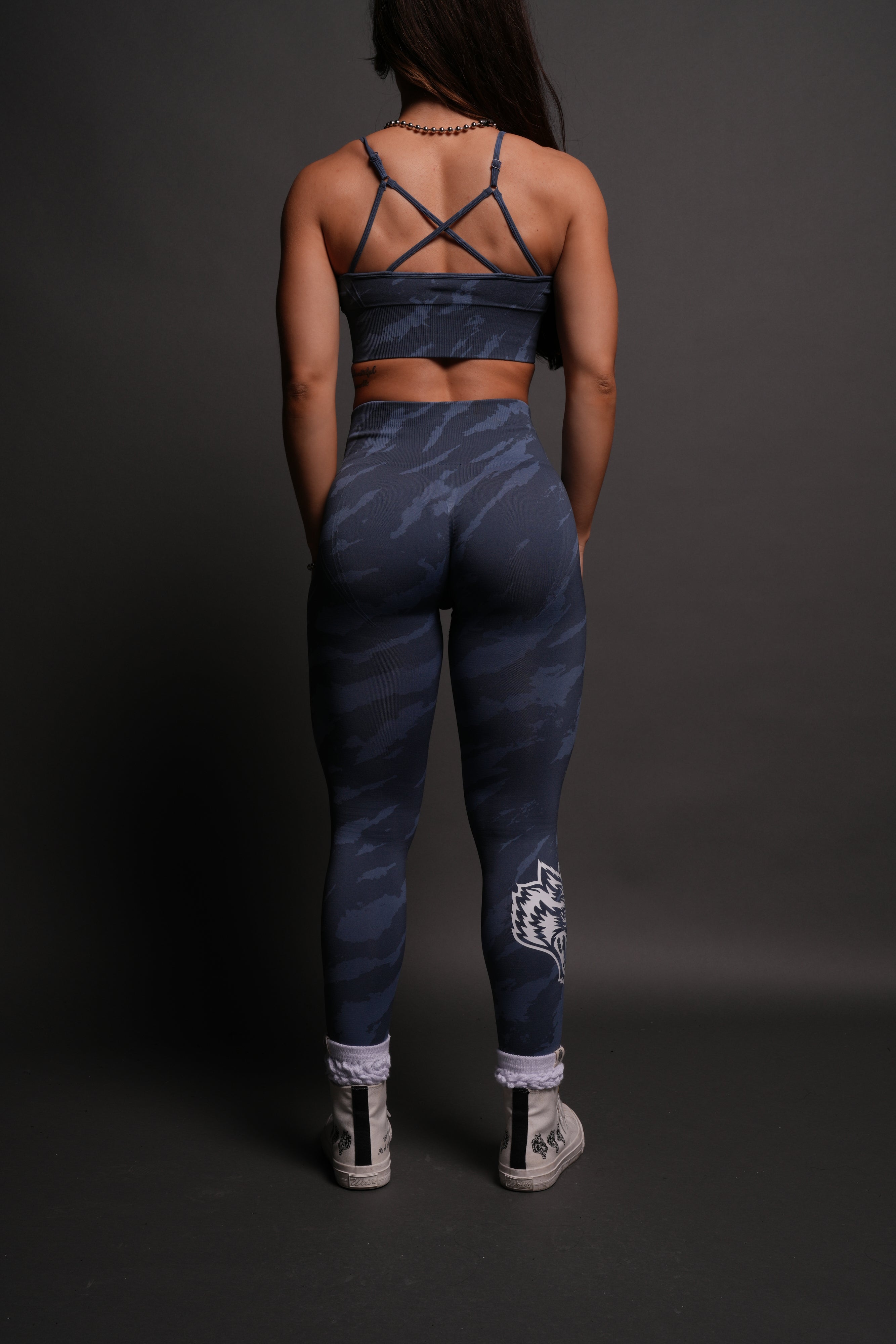 Big Wolf "Everson" Huxley Scrunch Leggings in Ocean Blue Native Camo