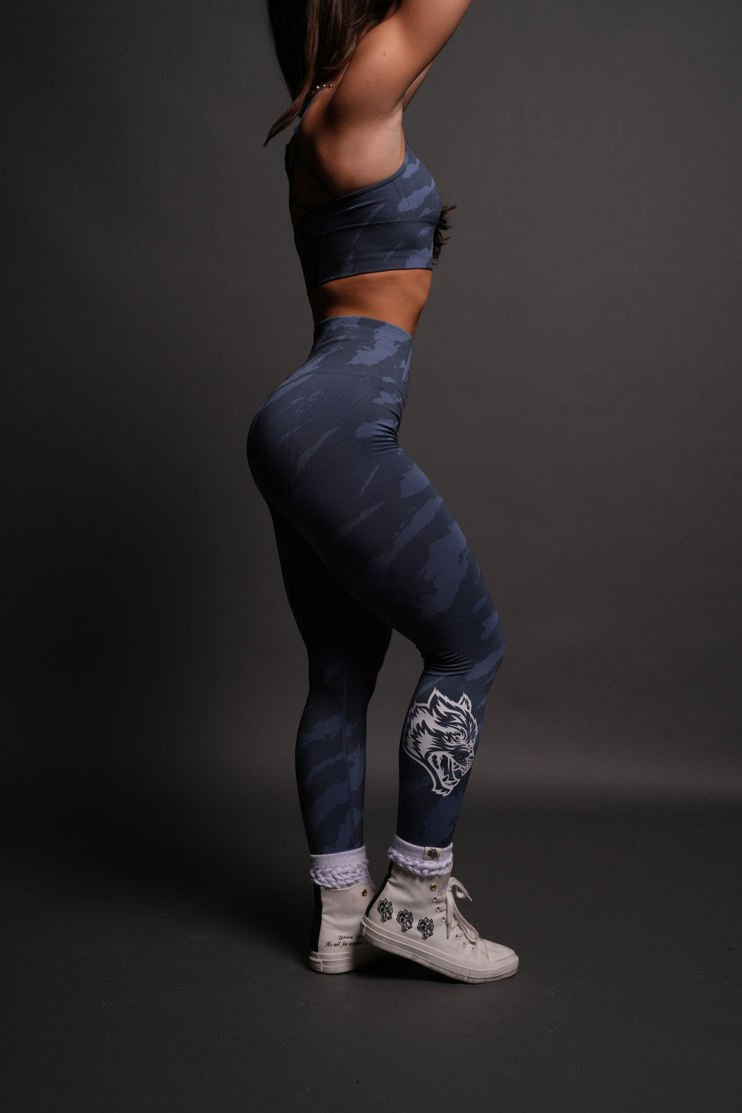 Big Wolf "Everson" Huxley Scrunch Leggings in Ocean Blue Native Camo