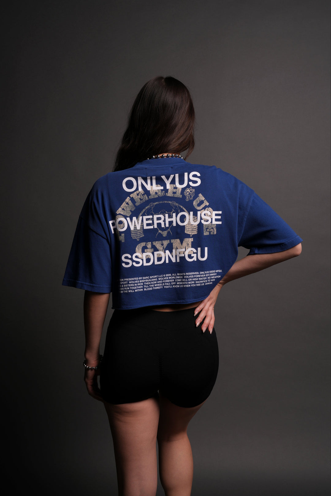 Only Us Gym "Premium" Oversized (Cropped) Tee in Darc Cobalt