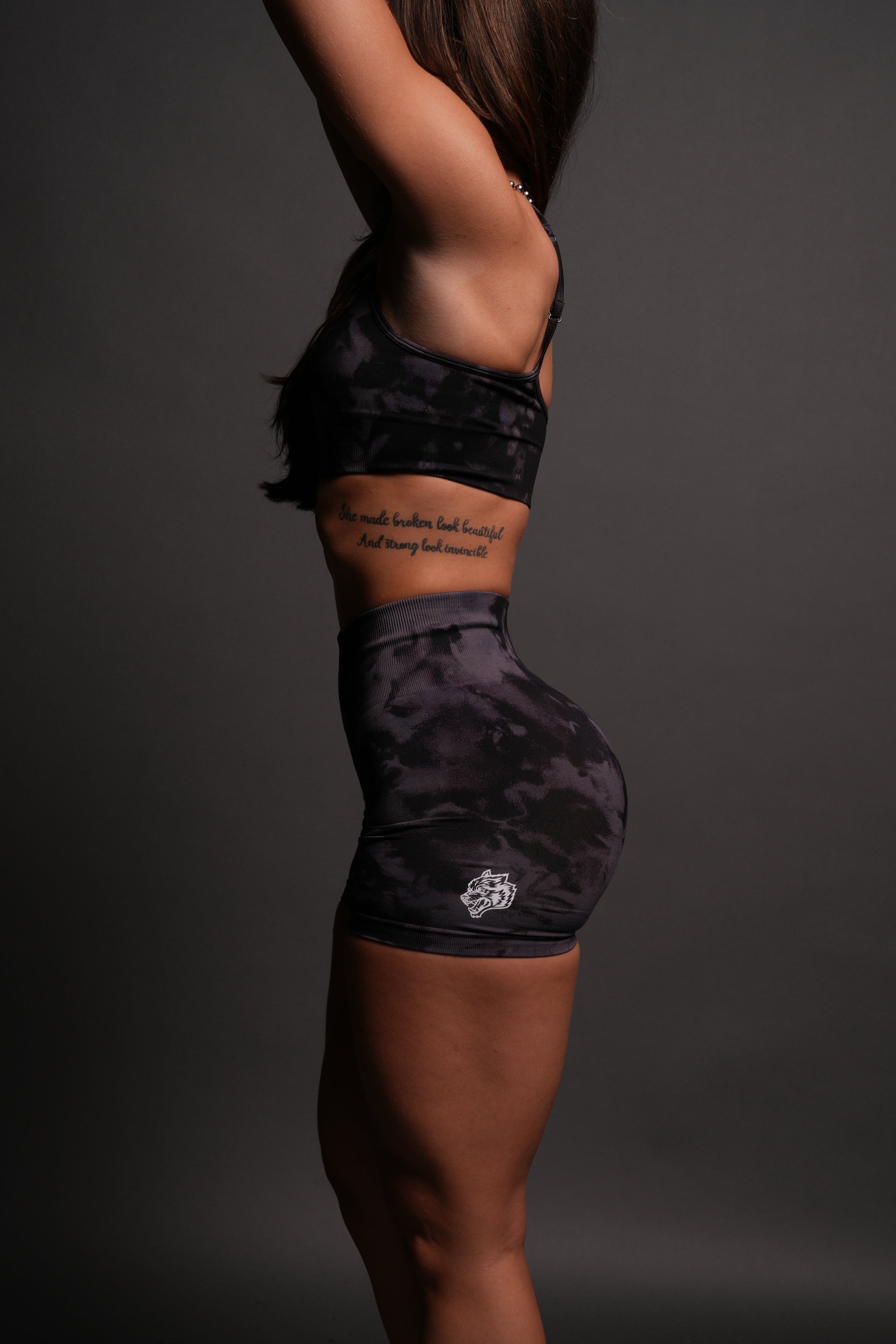 Dual Wolf Everson Seamless "Training" Shorts in Big Purple Night Marble