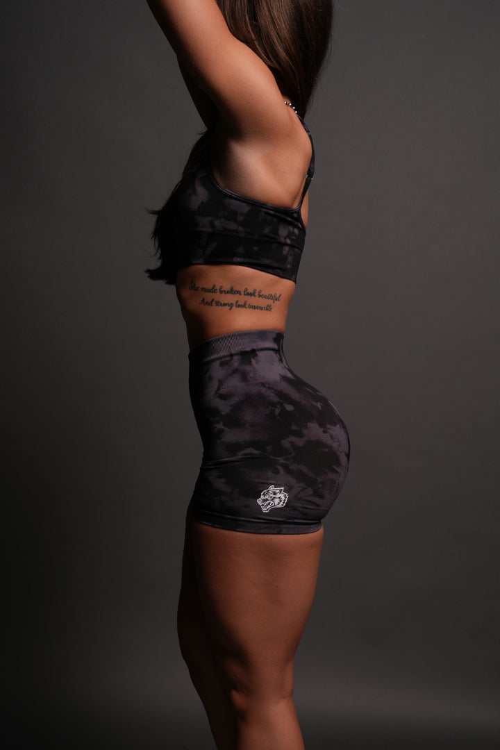 Dual Wolf Everson Seamless "Training" Shorts in Big Purple Night Marble