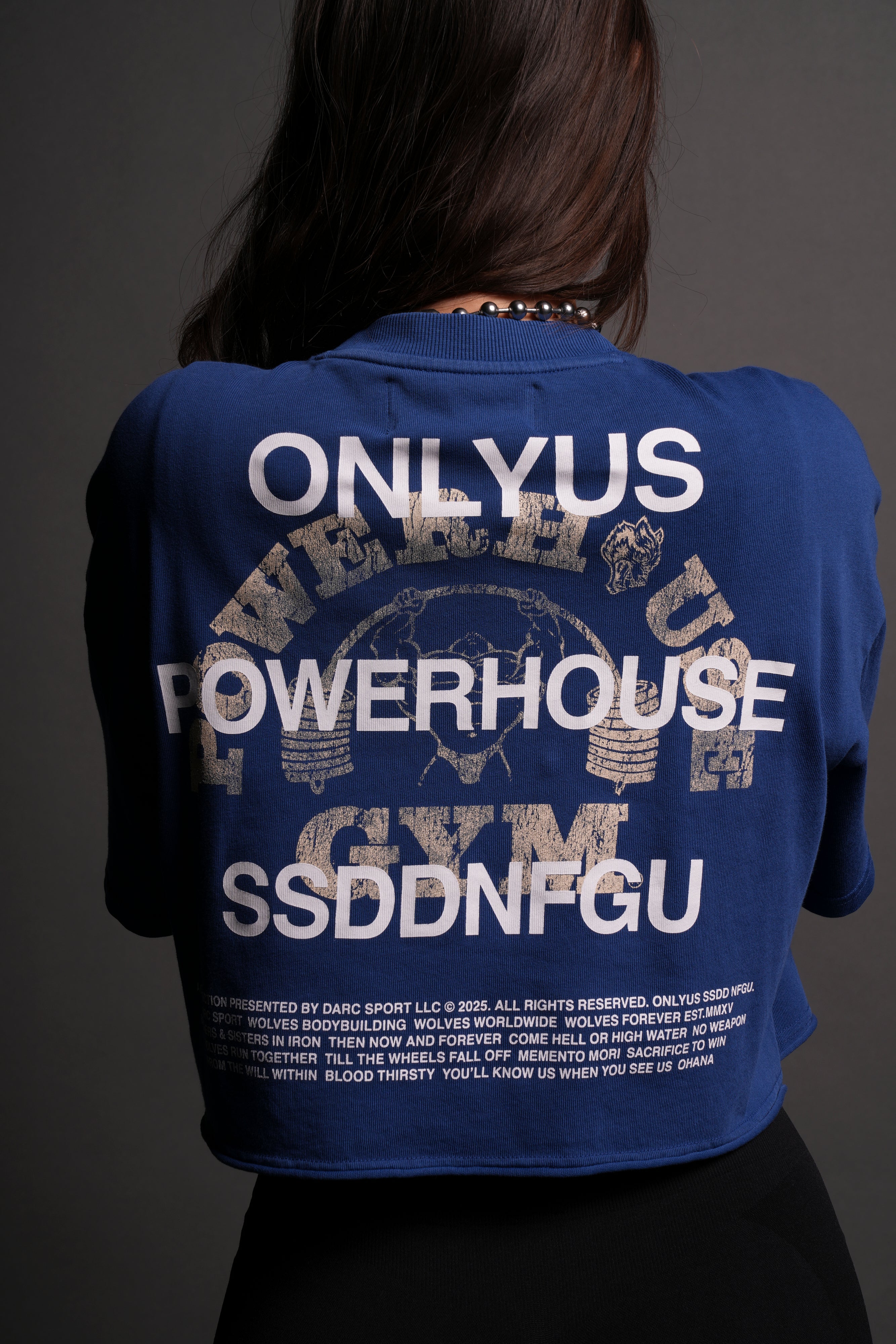 Only Us Gym "Premium" Oversized (Cropped) Tee in Darc Cobalt