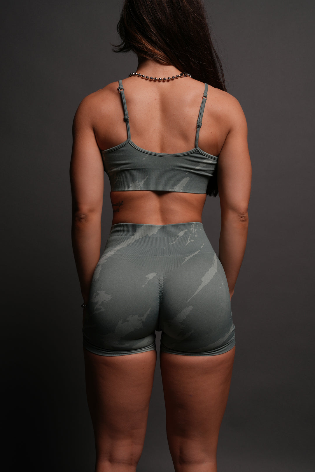 Dual Wolf Everson Seamless "Training" Shorts in Hunter Green Native Camo