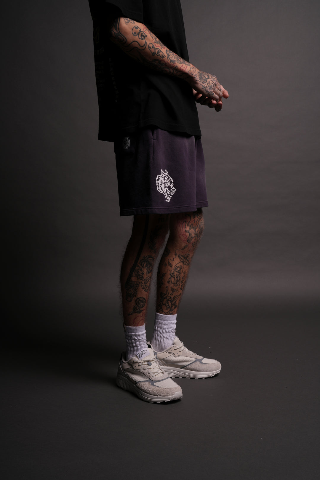 For Us Oversized Post Lounge Sweat Shorts in Phantom Purple Sun Fade