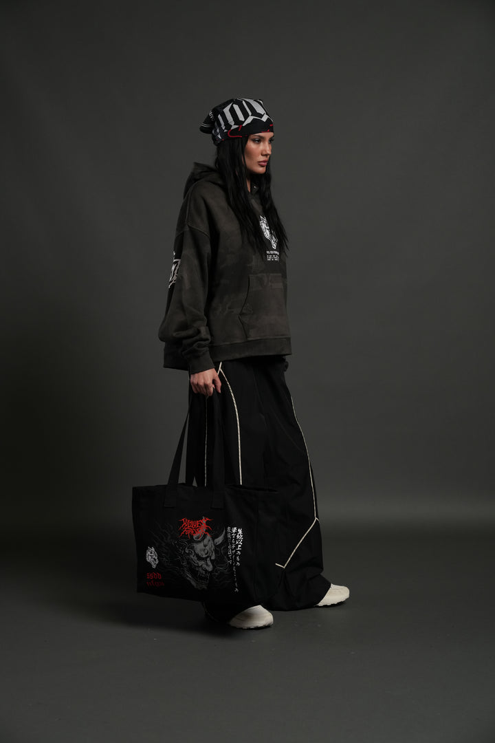 Hannya Inferno Canvas Tote in Black