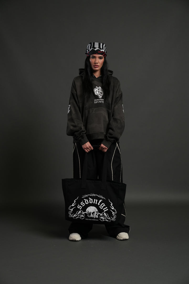 Hannya Inferno Canvas Tote in Black